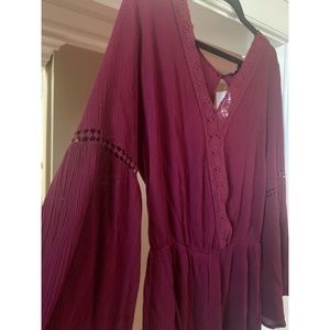 ❤️ Maroon Red Boho Country Romper!